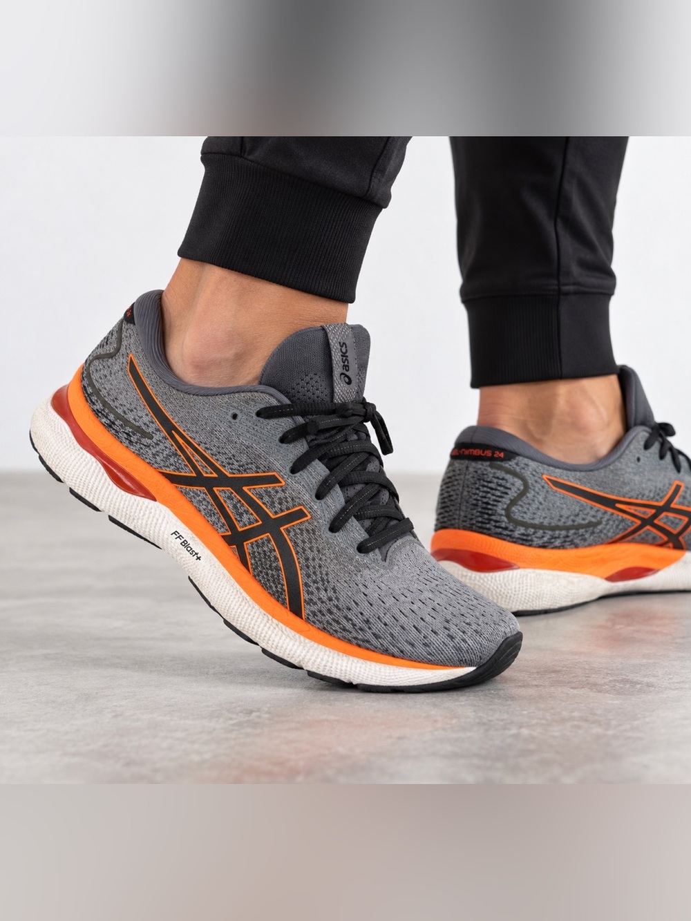 ASICS GEL-Nimbus 24 Men’s 10.5 Gray Orange Running Shoes 1011B359